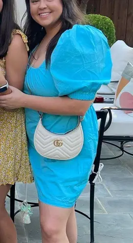 Open Edit Turquoise Puff Sleeve Sun Dress