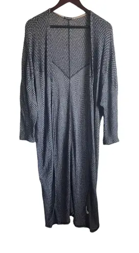 Earthbound Trading Co Women Open Front Cardigan Long Line Lightweight L Navy Blue Size L