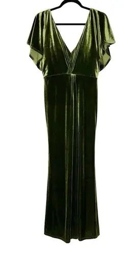 Revelry Gwen Velvet Dress in Olive Green 8