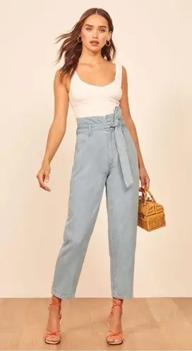 Reformation  26 Paper Bag Barrel Jeans Light Waist Ankle Belt High Rise Tapered