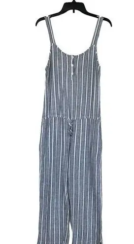 Rails Large Brooklyn Capri Jumpsuit Greenwich Striped Pockets Sleeveless Gray