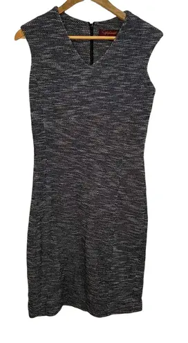 Hal Rubenstein Black White Tweed Cap Sleeve Shirt Dress Size Small Black