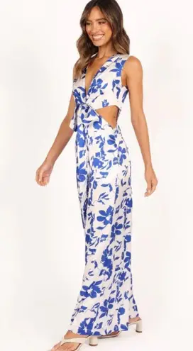 Petal and Pup  Lulu Wrap Front Blue Floral Cut Out Jumpsuit XS