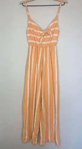 ALBION FIT  Orange Stripe Wide Leg Tie Front Jumpsuit Size M