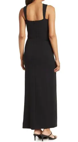 Bebe NWT  Sleeveless Twist Neck Side Slit Black Maxi Dress sz 8