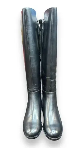 AQUA  Diva Waterproof Over the Knee Boots Leather Black Block Heel Sz 6