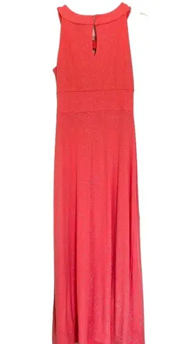 Enfocus Studio Enfocus Petite Pink Sparkle Beaded High Neck Key Hole Maxi Formal Dress Size 8