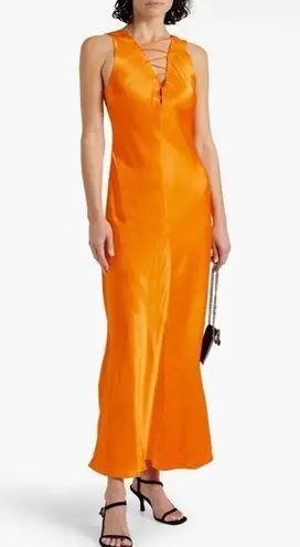 frame denim FRAME Lace-up satin-jacquard maxi dress NWT