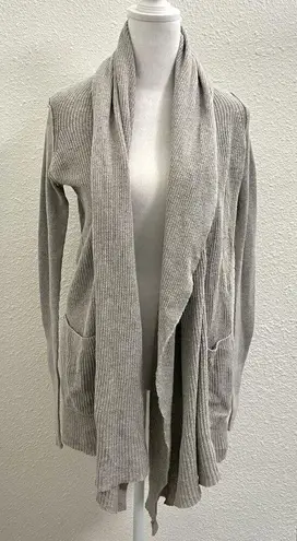 AllSaints Shawl Collar Exposed Seam Drape Cardigan Sweater Pockets Gray size 8