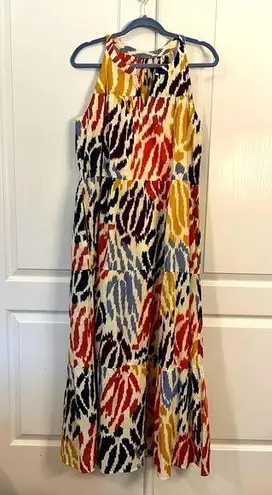 T Tahari M Multicolor Sleeveless Maxi Dress Abstract Tiered Halter