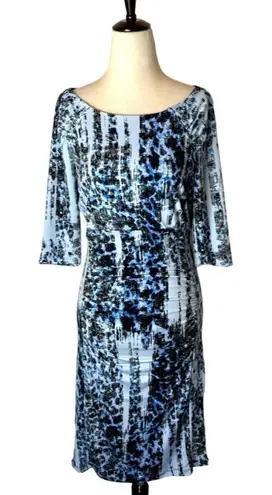 Carmen Marc Valvo Boat Neck Jersey Knit Ruched Sheath Dress Size 6