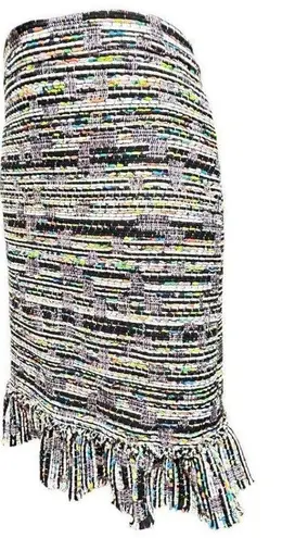 Ann Taylor  Mixed Tweed Fringe Ruffle Skirt Size 16, Lined, Boho Chic Office Wear