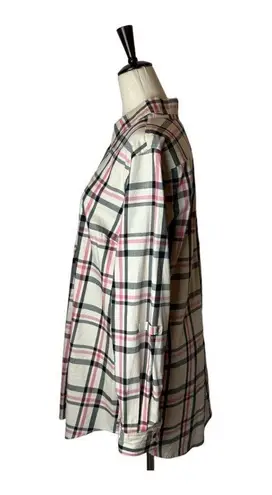 Tyler Boe Tan Red And Black Plaid Collared Half Snap Front Tina Tunic Top Size M Size M