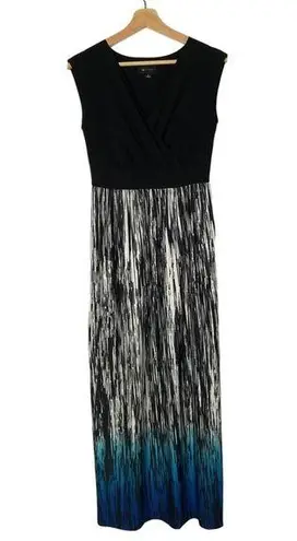 AB Studio Black Wrap Bust Black Blue Ombre Maxi Dress S