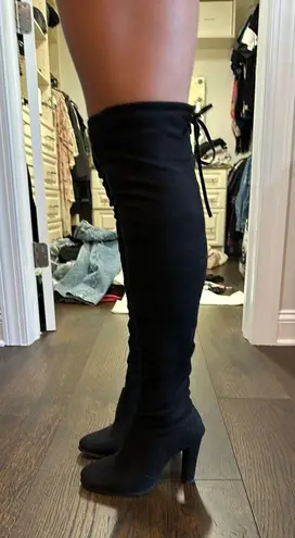 Boutique High Suede Black Over The Knee Boot Size 8