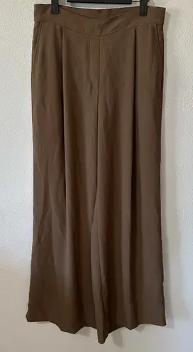 Spanx  Carefree Crepe Wide Leg Pleated Trouser Cedar Brown Tan Size‎ Large