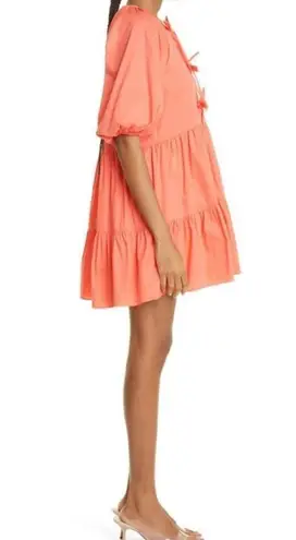 Cinq à Sept  Lynn Tiered Puff Sleeve Dress, Neon Coral Size 6 New w/Tag $365