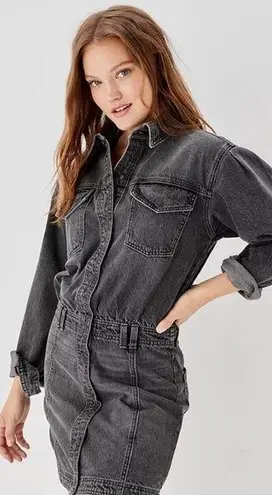 American Eagle  Denim Long-Sleeve Dress Grey