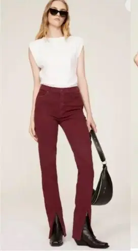 MOTHER Denim Mother The Rascal Sliced Up Heel Burgundy Play Date Denim Jean Women Size 26 NEW