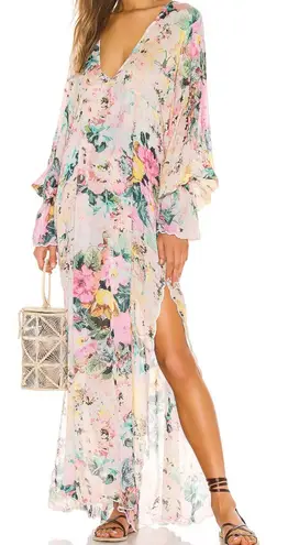 Hemant and Nandita Teien Caftan Maxi Dress Pastel Floral Semi