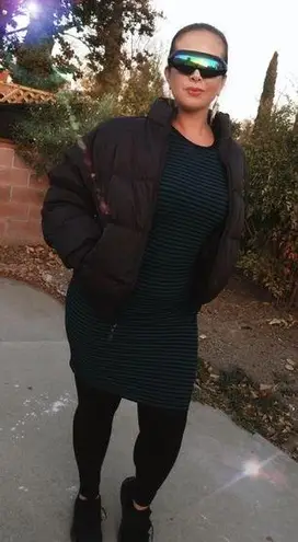 INC Sz 8 Stripe body con fitted maxi tunic Jerell .