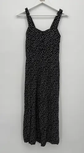 Loft Outlet Black Pattern One Piece Cropped Jumpsuit Size XS Smocked