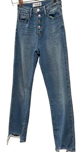 Just Black Denim the frayed button straight jeans