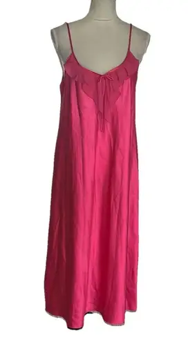 Women’s Pink Lingerie Slip Dress Nightgown Ruffles Chemise Sz L Romantic Size L