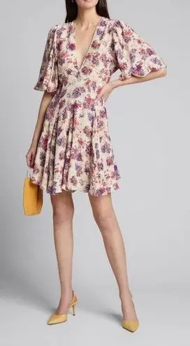 IRO NEW Paris galary silk blend floral print fit and flare dress, French 38
