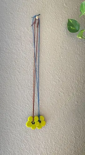 Handmade artisan chunky flower glass bead simple cute fairy boho necklace💐💚