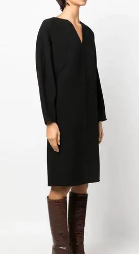 By Malene Birger Elvina Black Midi Dress Size 40 Long Sleeve V