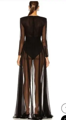 Retrofête Retrofete Angela Dress Black Silk Size XXS Long Sleeve Sheer NWT V Neck