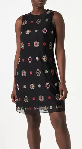 Desigual NWT Black Embroidered Shift Dress Size 46 / 12 US