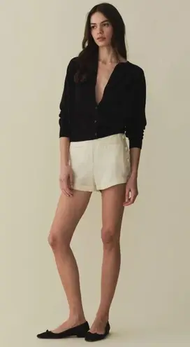 💕DOEN Avon Short Ultra High Rise Cuffed Hem Sailor Shorts Magnolia Ivory 6 NWT White