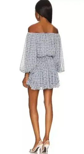 MISA Los Angeles NWT Zonia Mini Chiffon Dress in Scorpios Tile Size S Blue