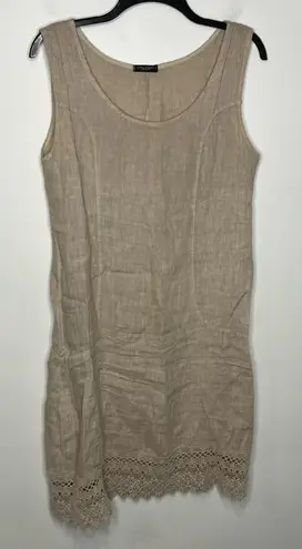 Lungo L’arno 100% linen dress tan sleeveless made in Italy women’s size small