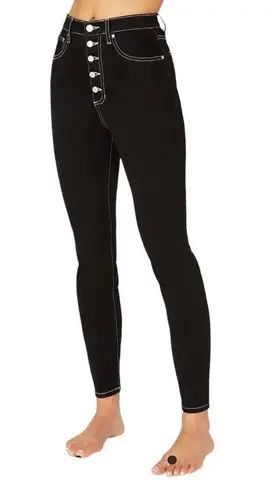 We Wore What The Danielle High Rise Vintage Straight NWT in Black/white stitching