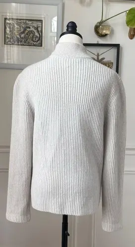 Salvatore Ferragamo Wool Cashmere and Sueded Leather Full Zip Cardigan Jacket Li