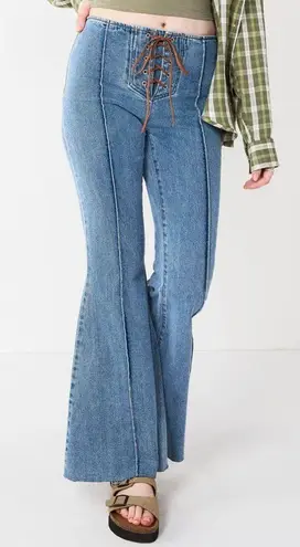 Lace-Up Denim Flare Jeans + ππ