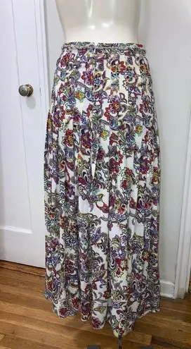 Banana Republic  Size 2 Paisley White Multi Color Pleated Maxi Skirt floral