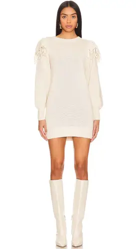 Cleobella Daniella Macrame Ivory Long Sleeve Mini Sweater Dress