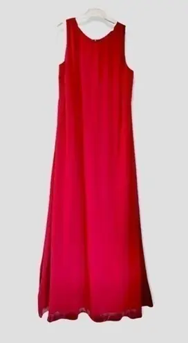Miss Cristina red chiffon 2pcs dress set long dress with sequin hem cape XL NWOT