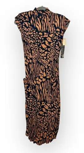 All that jazz Vintage Abstract Animal Print Midi Dress 70s 80s Tiger Cheetah S