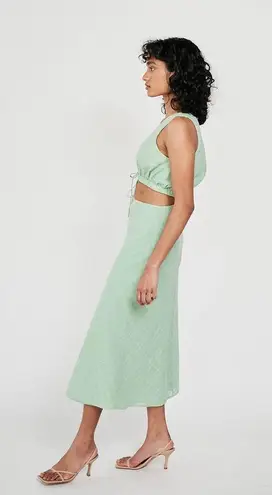 Sabo Cambelle Green Sleeveless Cutout Tie Front Cami Camisole Midi Tank Dress M Size M
