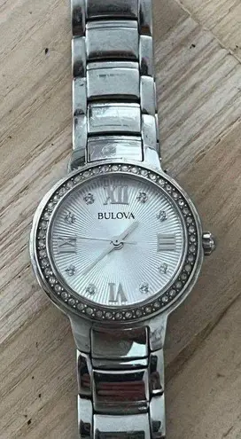 Bulova Ladies Watch Crystal Embellishments Pearl Dial Crystal Markers