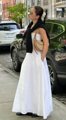 Favorite Daughter White Strapless Linen Dress