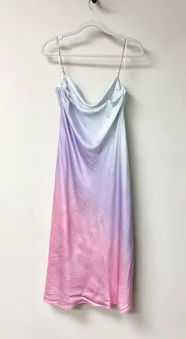Cami NYC Shallon Stretch Silk Slip Dress with Faux Pearl Straps Ombré Purple M