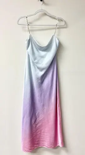 Cami NYC Shallon Stretch Silk Slip Dress with Faux Pearl Straps Ombré Purple M