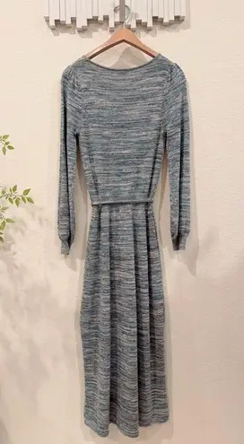 Kivari Naomi V Neck Knit Midi Dress in Teal Marble US6 NWT Blue Size 6