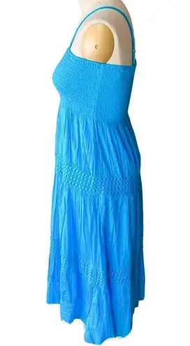 Shoreline Blue Boho Tube Top Bodice Bohemian Maxi Sundress ~ Women's Size L / XL